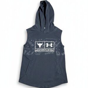 Under Armour Boys Project Rock Sleeveless Pullover with Hood Black Medium NEW